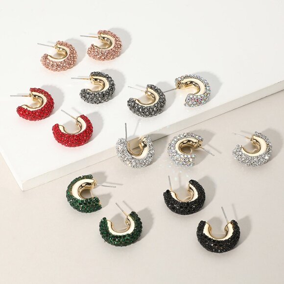 Crystal Studded Earrings in Ruby Red-BEST SELLER! - Picture 2 of 2